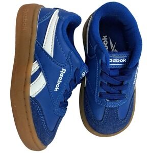 Reebox Baby Boy Sz 5 Blue Lace Up Shoes Suede White Detail